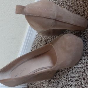 Tan wedge heels